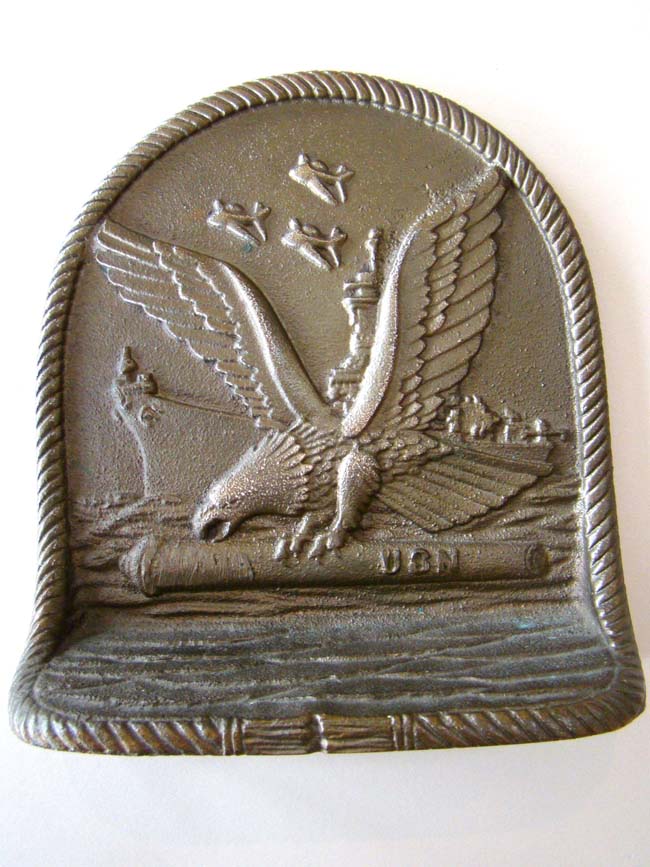 A pair of Korean War era U.S. Navy solid bronze bookends circa 1950